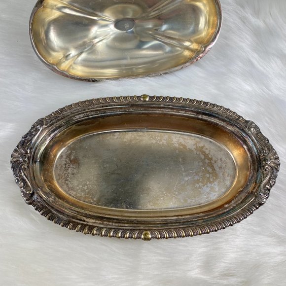 Vintage Dining Vintage Sheridan Silver Plate Butter Dish Tray